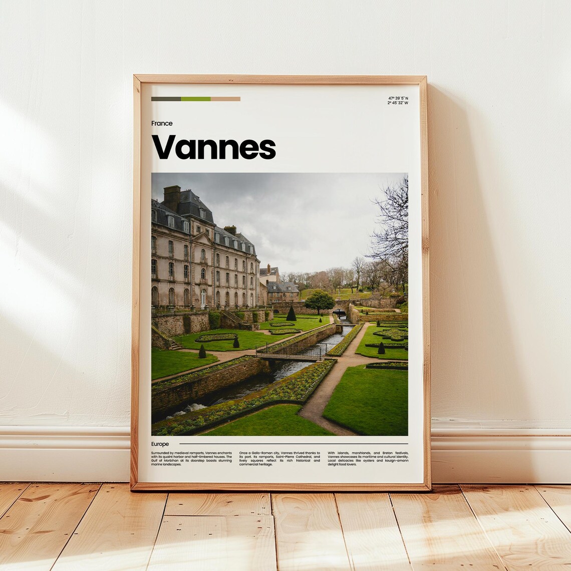 Vannes France Brittany Chateau Formal Gardens Photo Travel Poster
