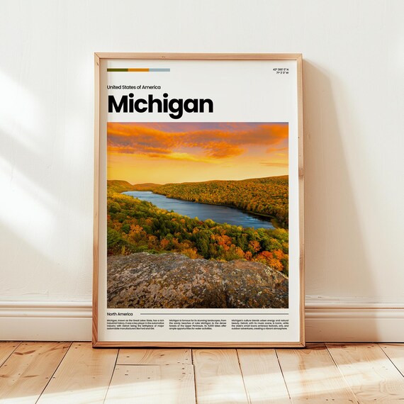 Michigan Poster Print Photo Wall Art United States Travel Gift