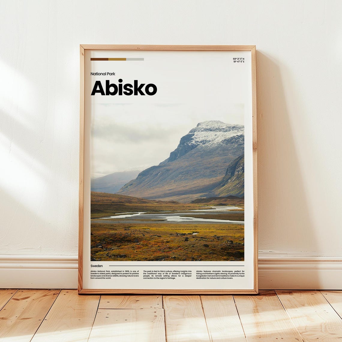 Abisko National Park Sweden Snowy Mountain Valley River Poster