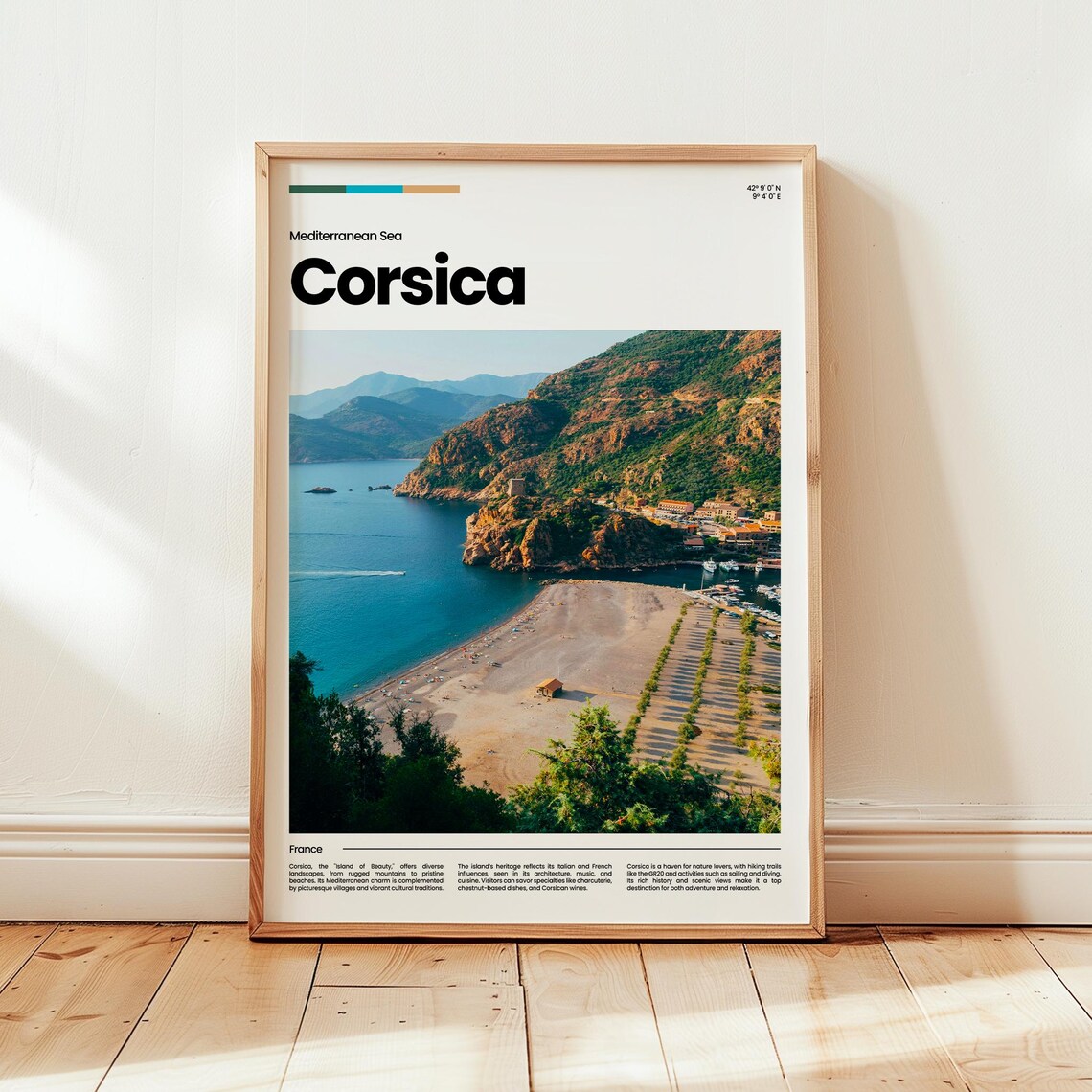Corsica France Travel Poster Mediterranean Beach Coastline Photo Decor