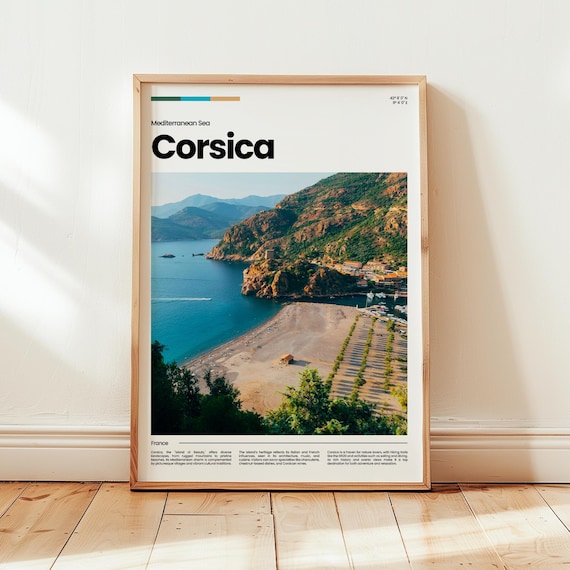 Corsica France Travel Poster Mediterranean Beach Coastline Photo Decor