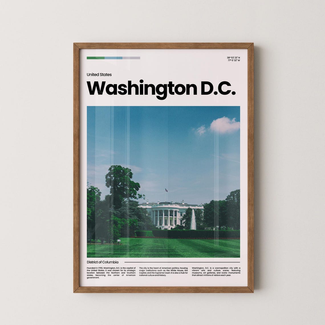 Washington DC White House Lawn Capital Landmarks Travel Poster