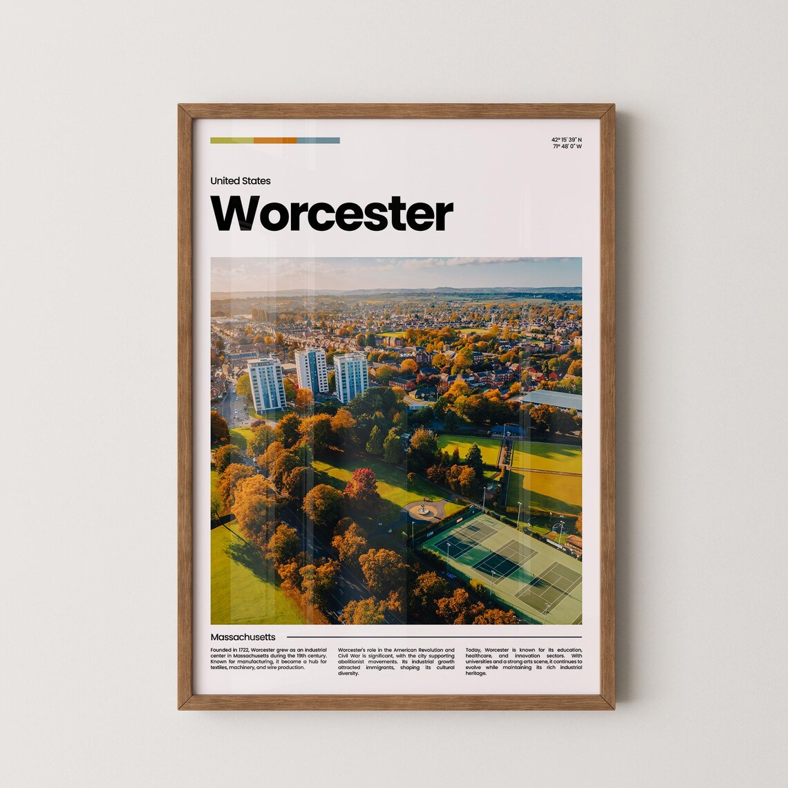 Worcester Travel Poster Worcester Poster Worcester Photo Poster Worcester Art Print Usa Poster Usa Travel Poster Travel Gift
