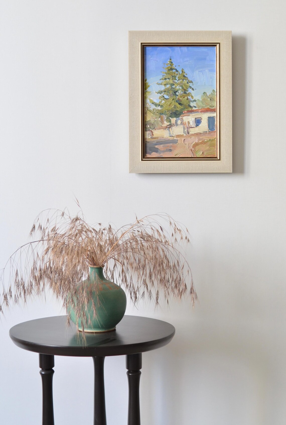 Tall Pine Tree Beside Greek Village House Sunny Mediterranean Poster - Image 4