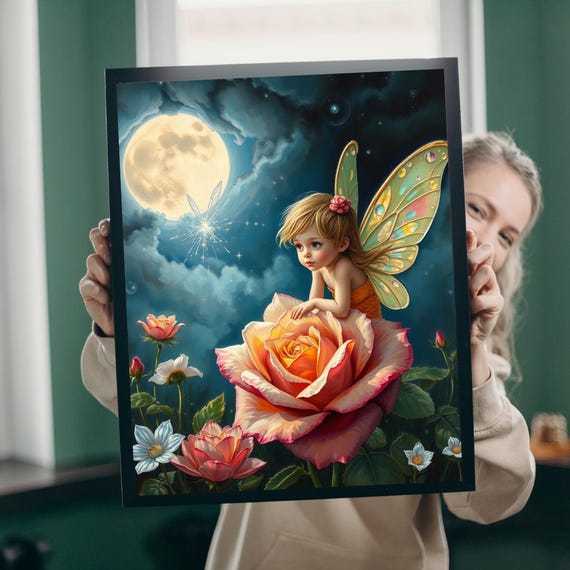Fairy And Rose Jigsaw Puzzle Moonlit Meadow Fantasy Gift