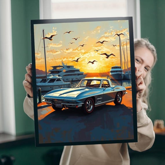 1963 Stingray Puzzle Classic Car Sunset Jigsaw Family Game Night