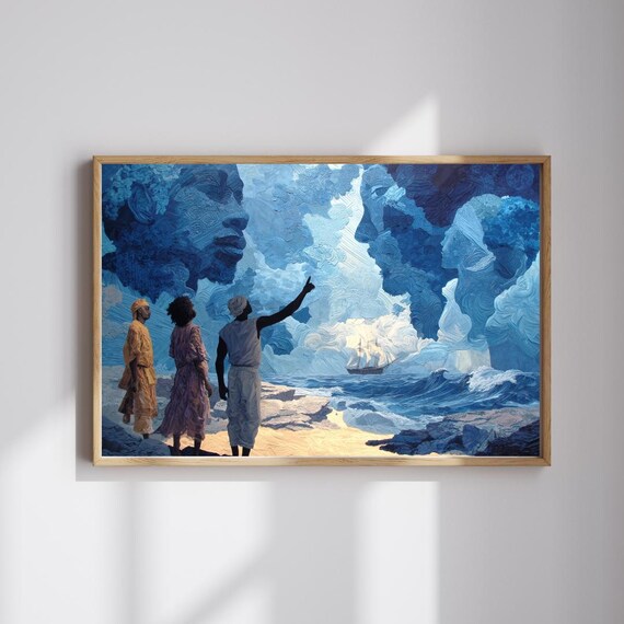 Ancestral Voyage Blue Ocean Cloud Spirits Shore Family Poster