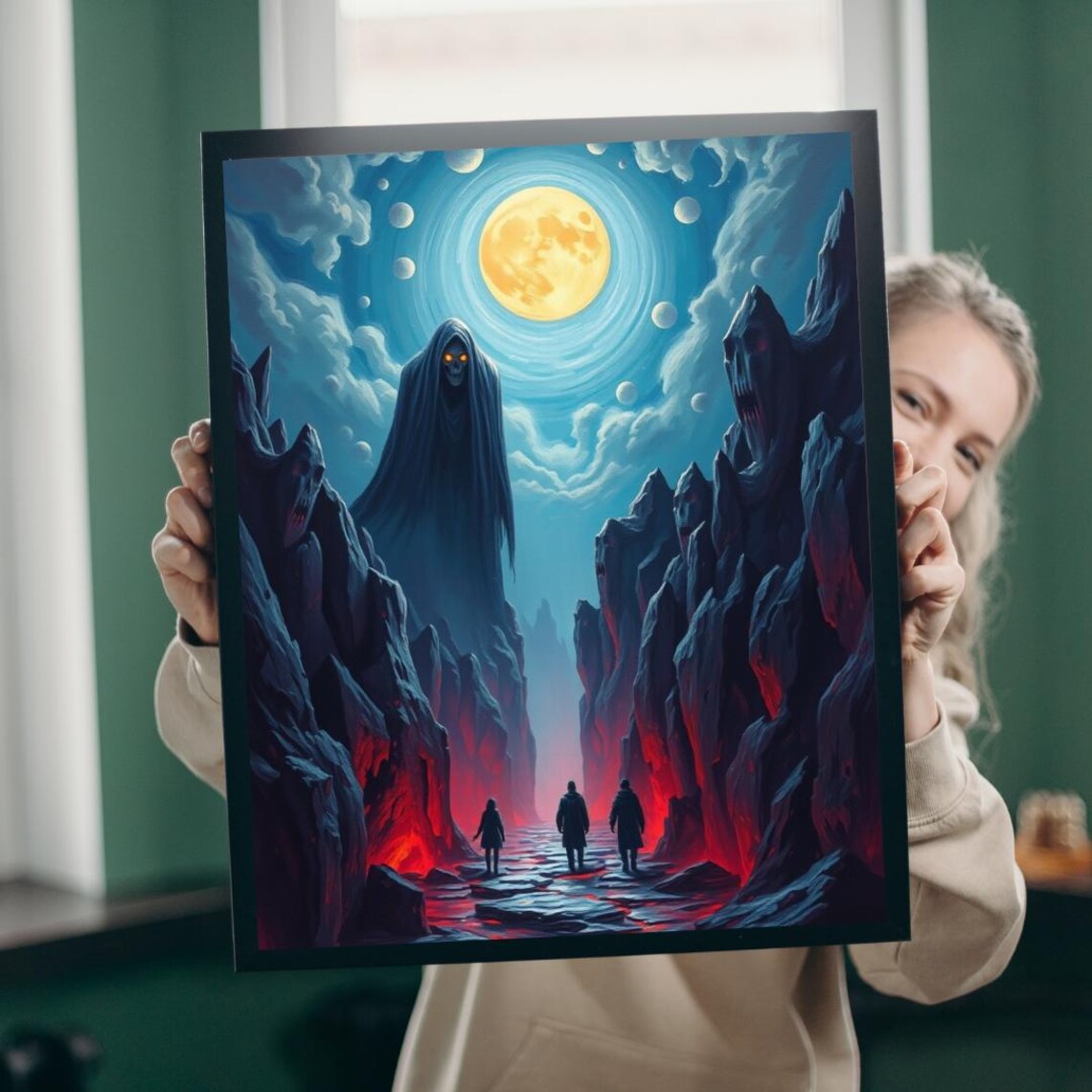 Mystical Moonlight Fantasy Scene, Art Print