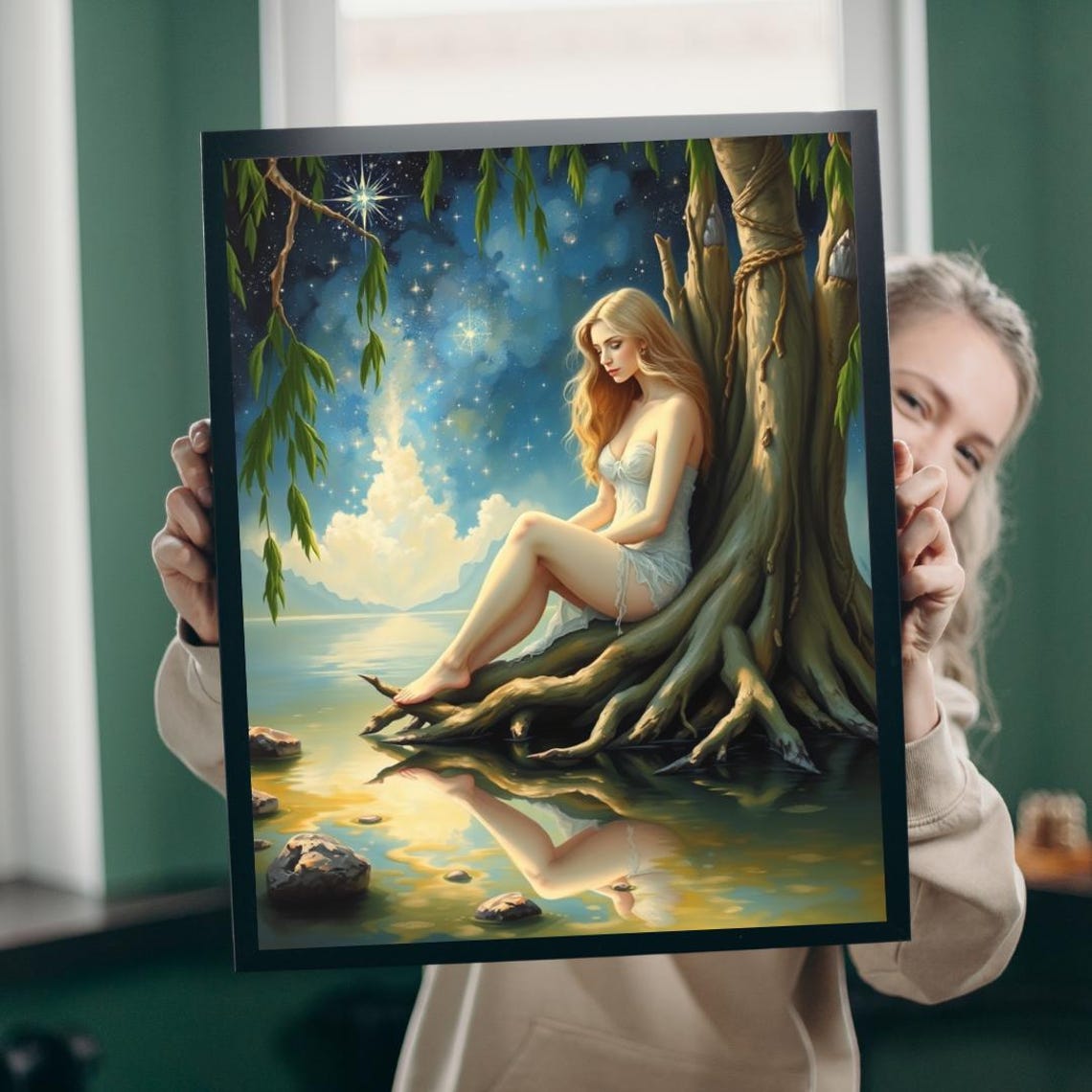 River Nymph, Starlit Fantasy Art Poster