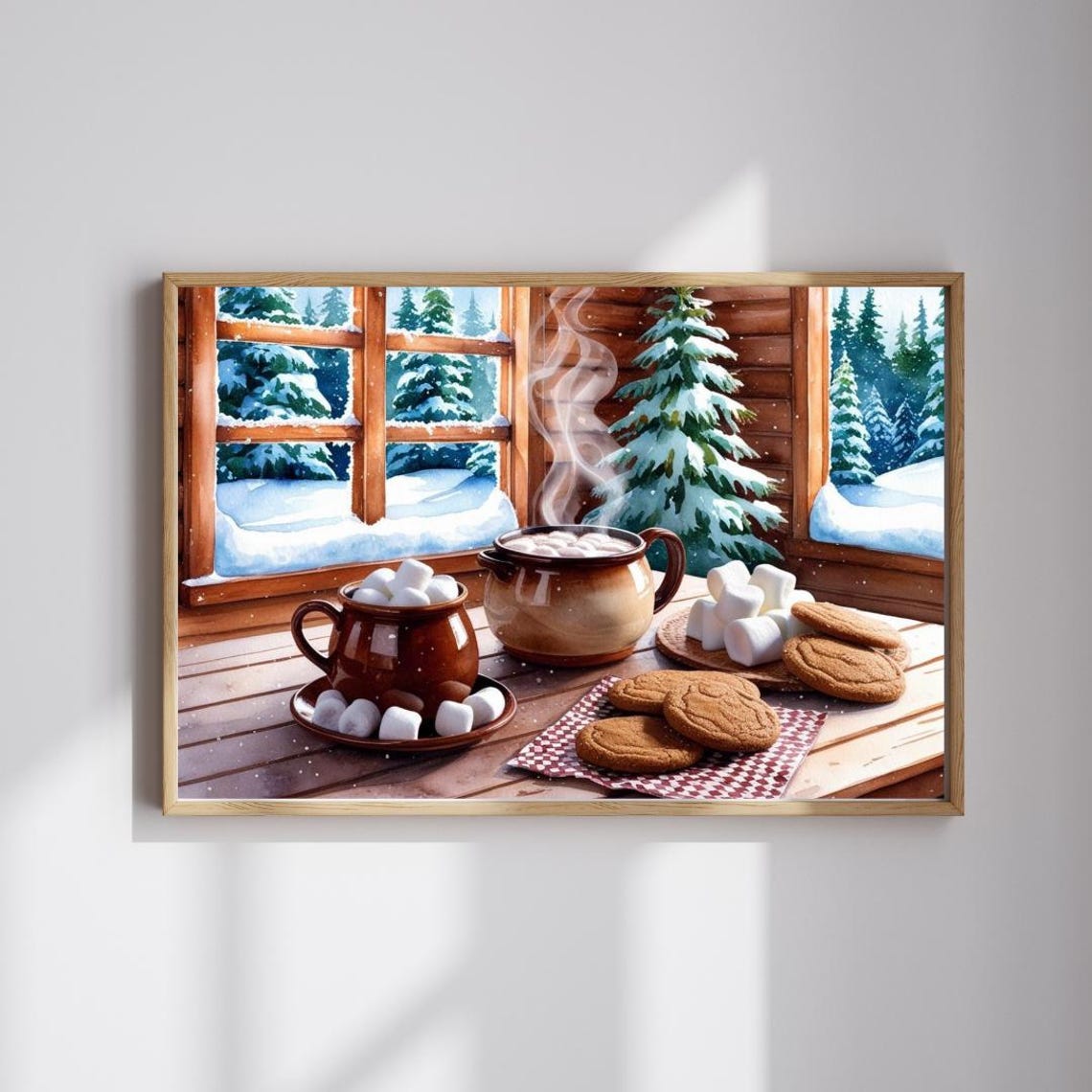 Cozy Winter Cabin Snowy Jigsaw Puzzle Cocoa Kitchen Wall Art