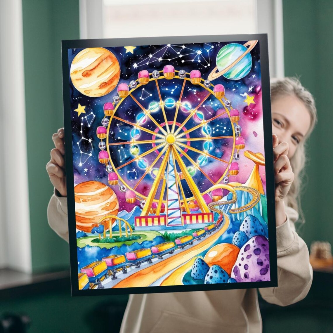 Surreal Carnival In Space, Wall Art Print