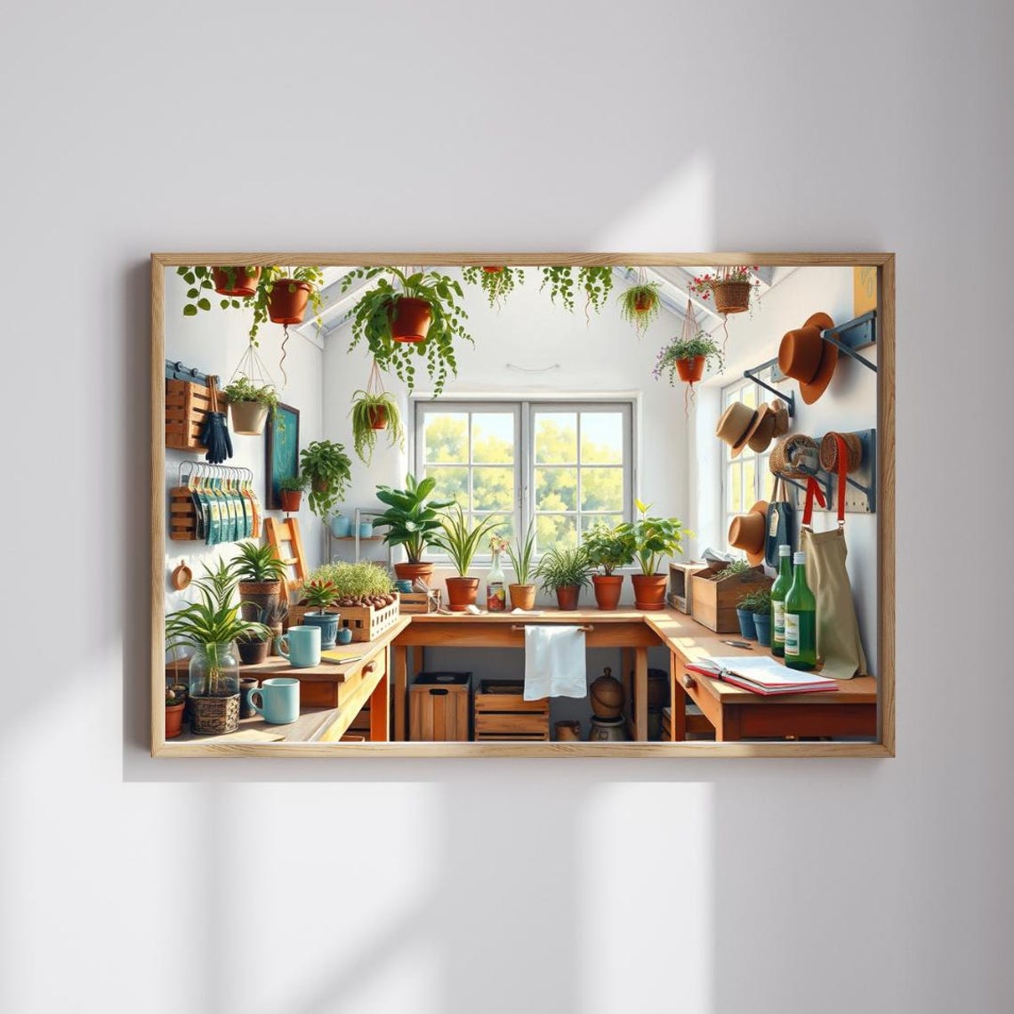 Bright Garden Potting Shed Plant Studio Greenhouse Interior Poster