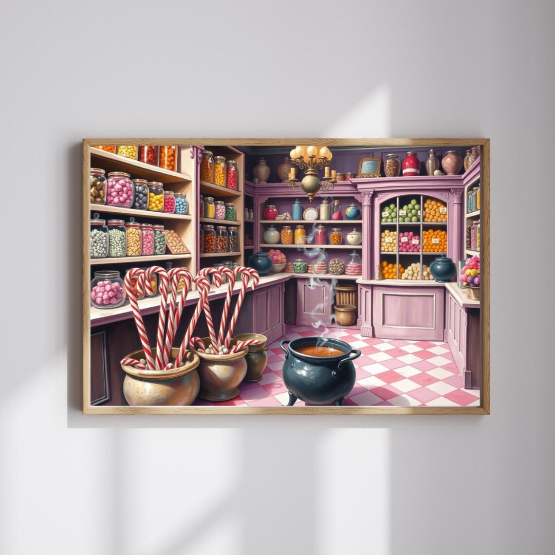 Vintage Candy Shop Purple Shelves Sweet Jars Candy Canes Poster