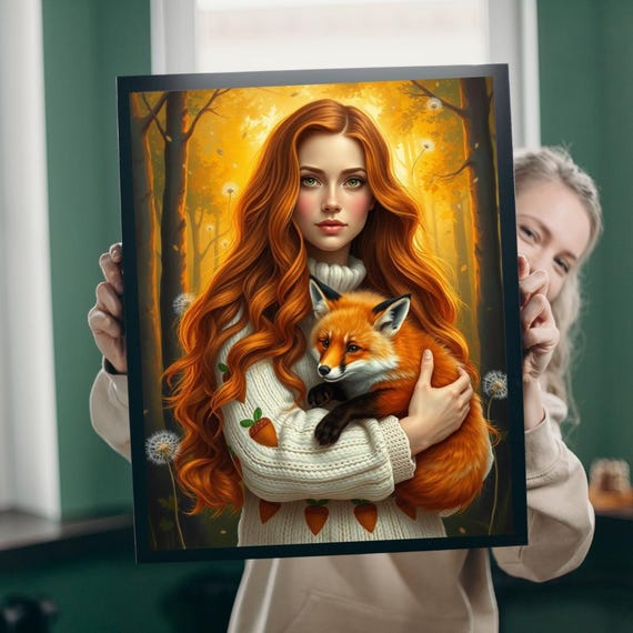Woman And Fox Jigsaw Puzzle Natureinspired Family Entertainment