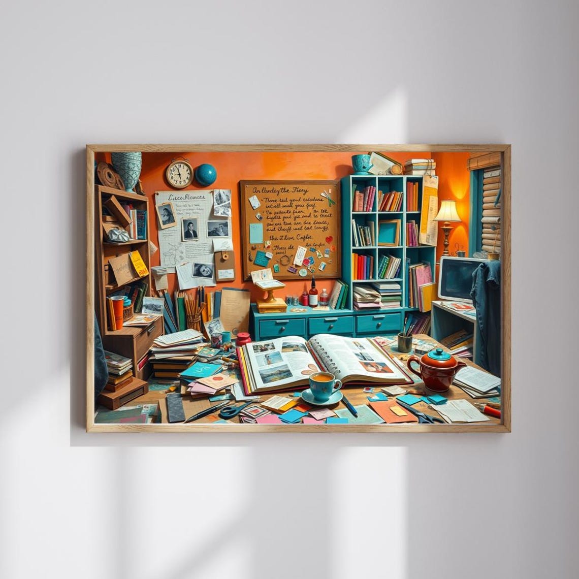 Scrapbook Studio Craft Desk Bookshelves Cozy Artist Room Poster