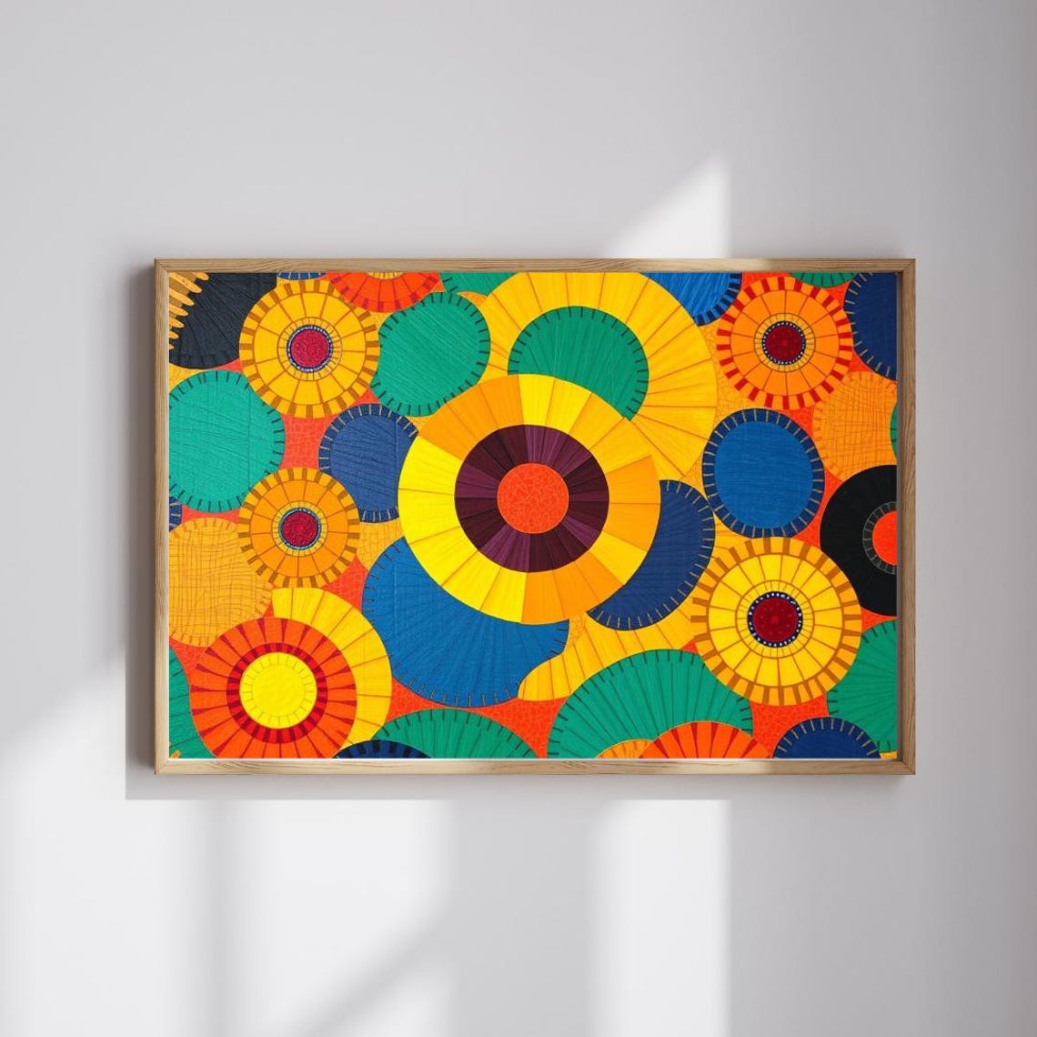 Colorful Abstract Circles Jigsaw Inspired Pattern Art Poster