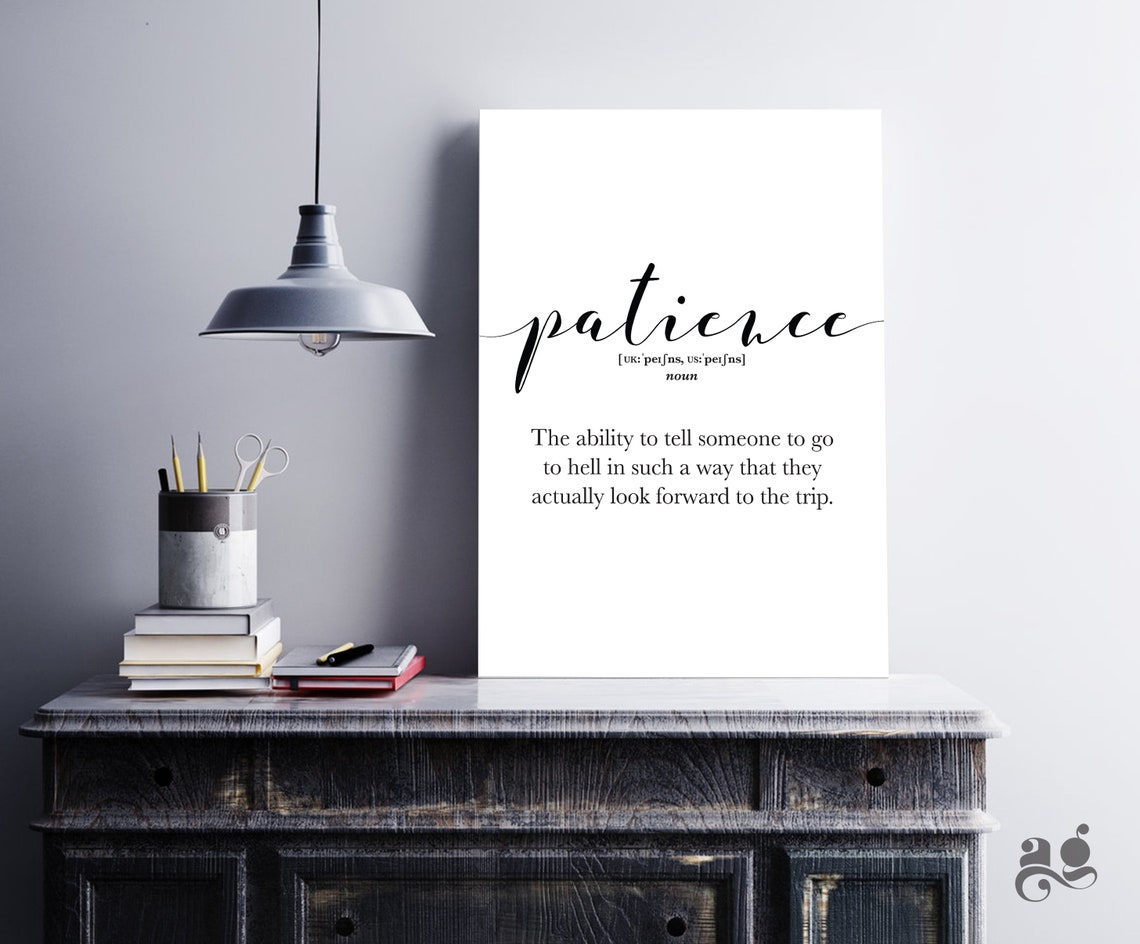 Patience Funny Dictionary Definition Sarcastic Office Humor Poster - Image 2