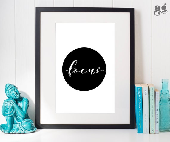 Focus Prints Motivational Quotes Office Workplace Study Poster Decor Inspirational Minimalist Print Black And White Wall Art