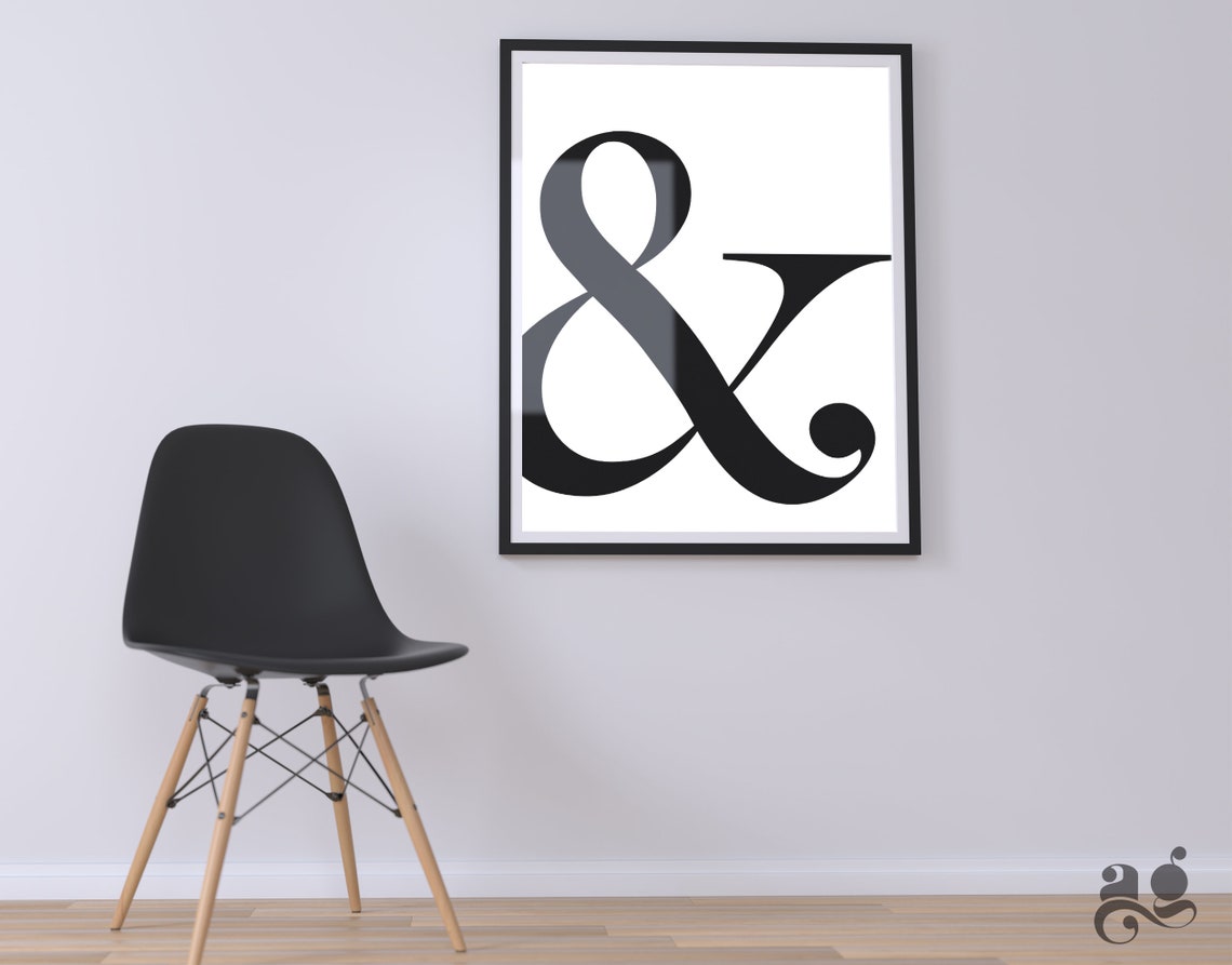 Black and White Giant Ampersand Symbol Minimalist Modern Art Poster - Image 2