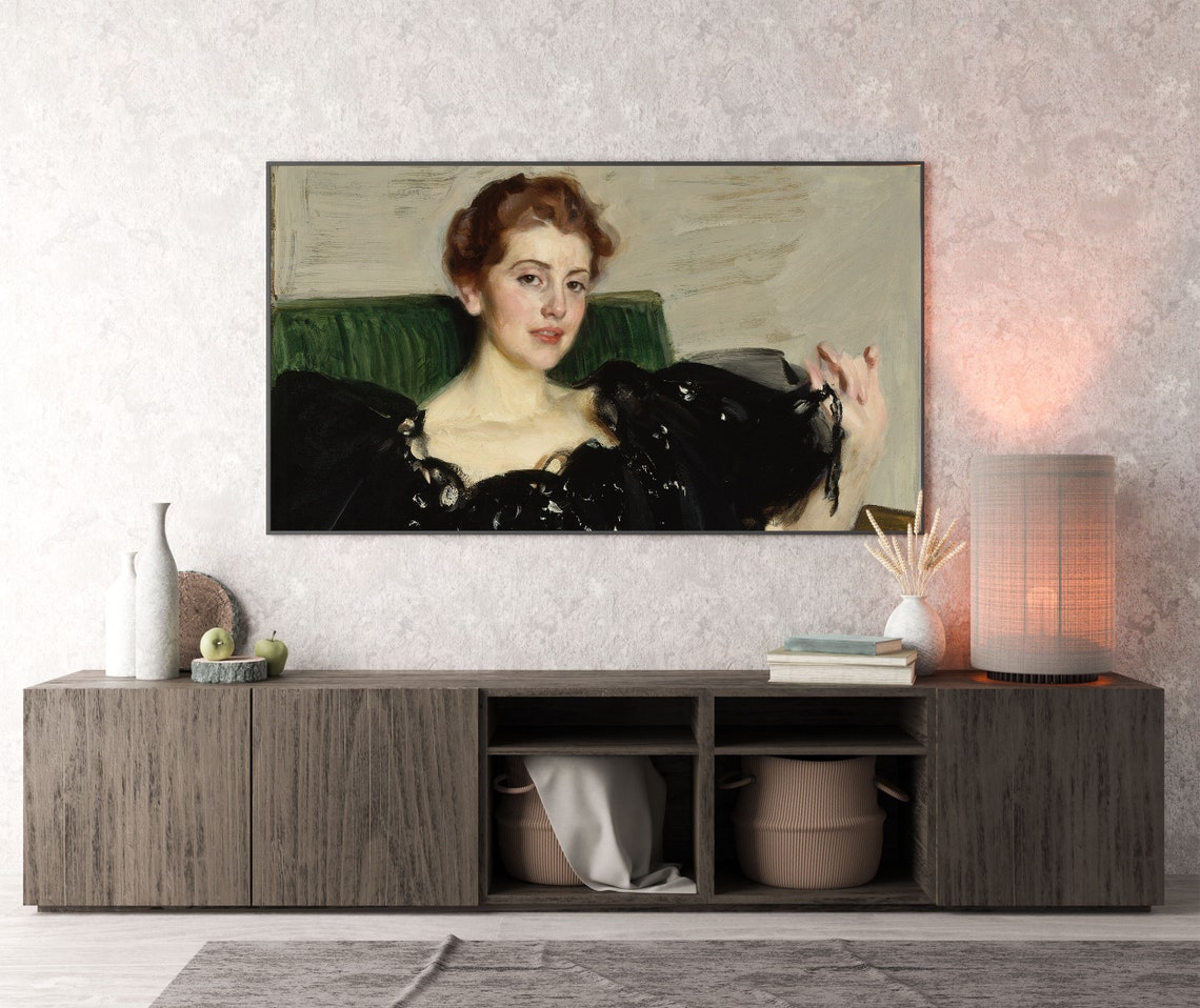 Vintage Fashion Frame Tv Art Neutral Tv Art Vintage Oil Painting Antique Portrait Woman Frame Tv Art Large Art - Image 2