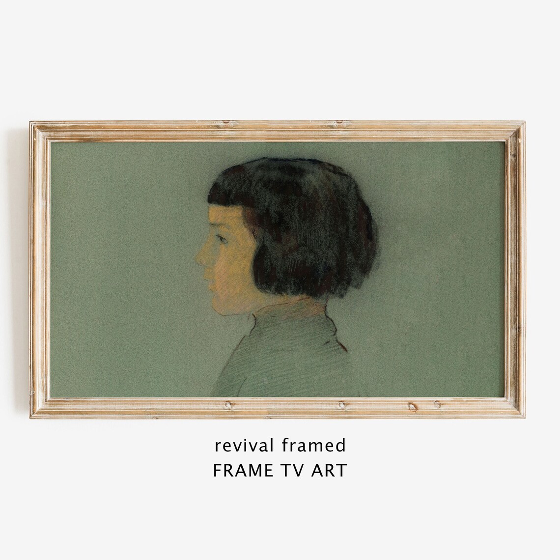 Muted Profile Portrait Woman with Bob Tonalist Style Quiet Elegant Wall Art