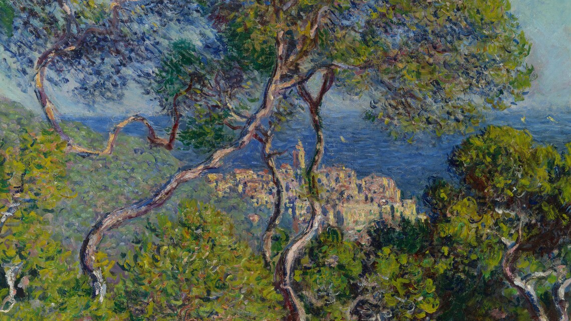 Claude Monet Bordighera Village Sea View Through Pine Trees Landscape Poster - Image 2