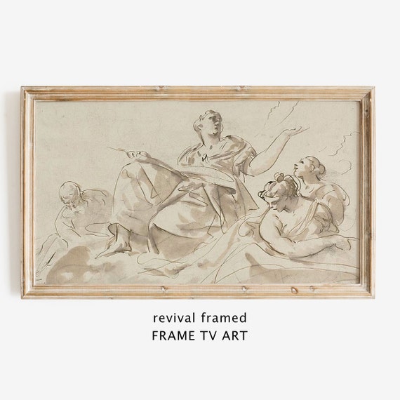 Neutral Frame Tv Art Abstract Lg Tv Art Vintage Drawing Instant Beige Minimalist Home Decor Artwork Large Art