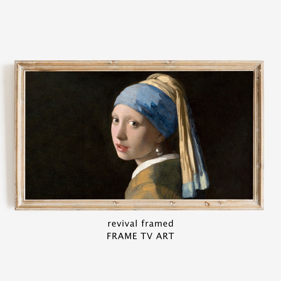 Vintage Frame Tv Art Girl With A Pearl Earring By Vermeer Frame Tv Art Neutral Tv Art Vintage Oil Painting Antique Portrait Woman - Image 4