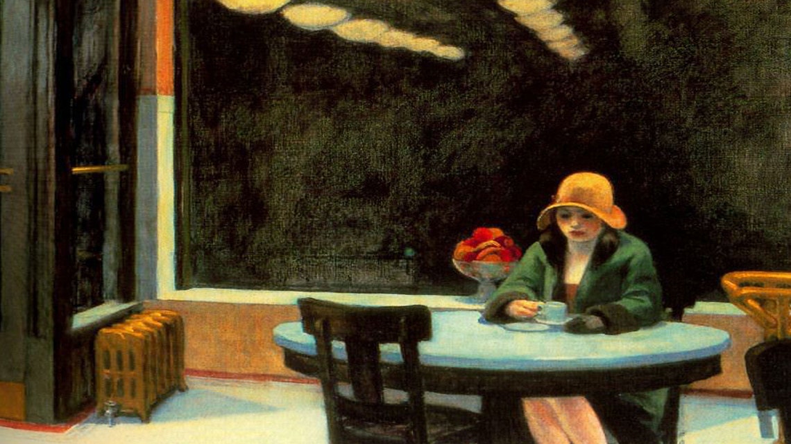 Frame Tv Art Edward Hopper Portrait Of Woman Tv Art Neutral Vintage Oil Painting Woman In Automat Frame Tv Art Large Art - Image 3