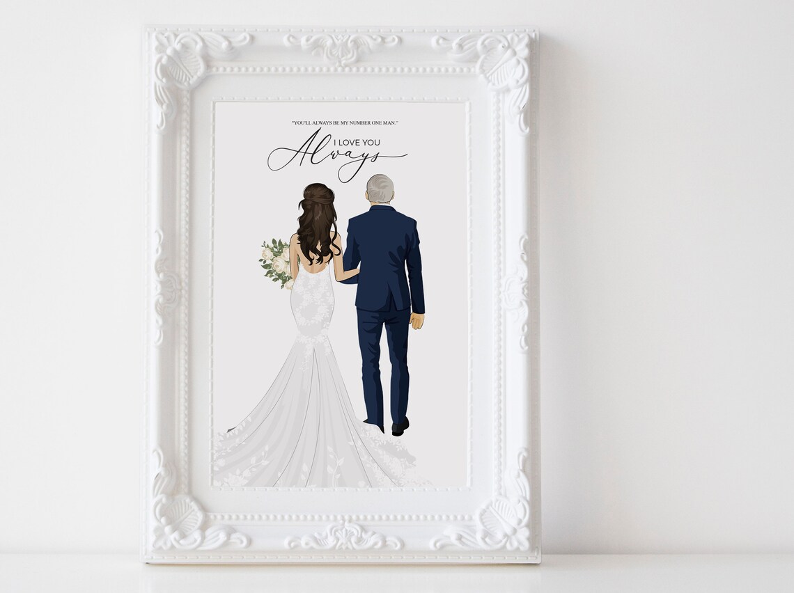 Father of the Bride Walking Down Aisle Sentimental Wedding Poster - Image 3