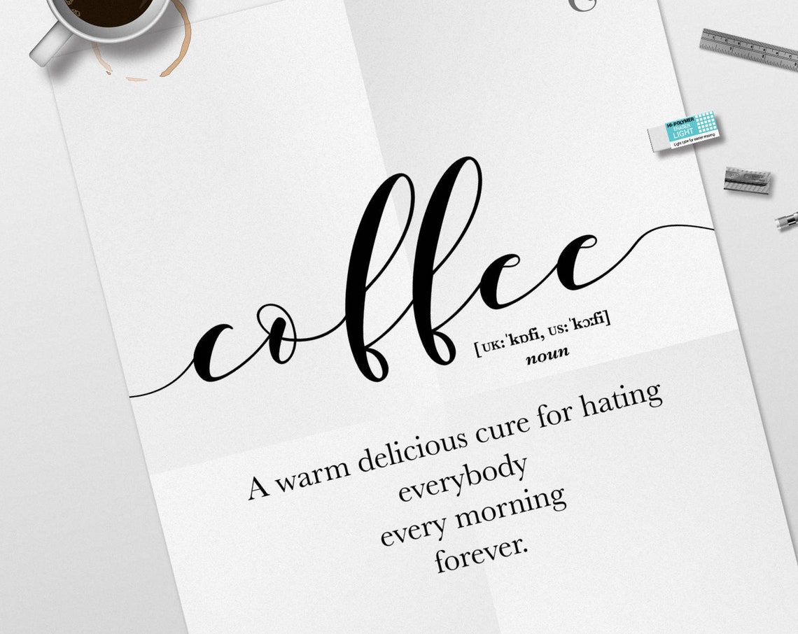 Coffee Definition Funny Morning Quote Dictionary Kitchen Poster - Image 3
