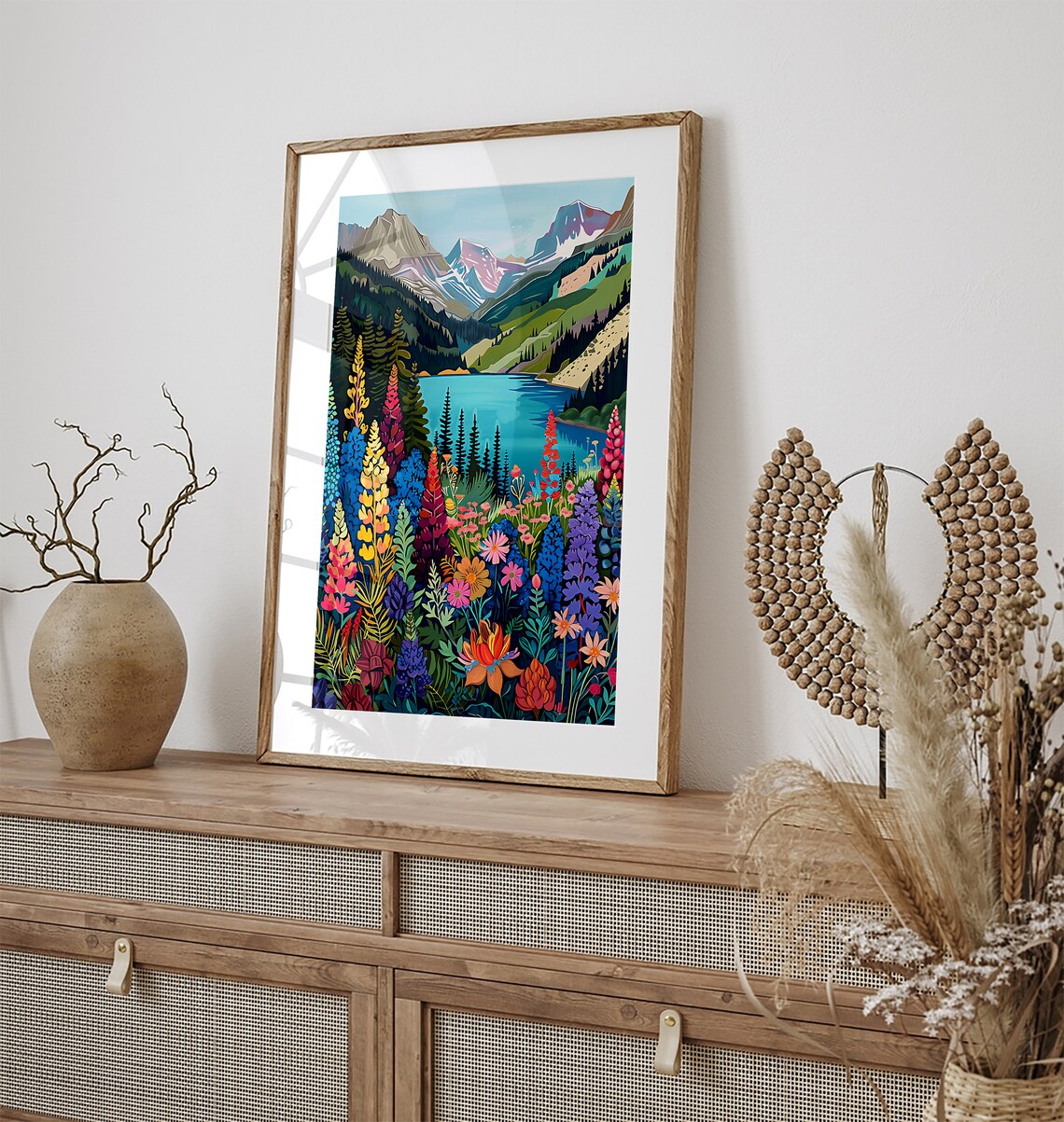 Maximalist Mountain Valley Art Print, Floral Hills - Image 2