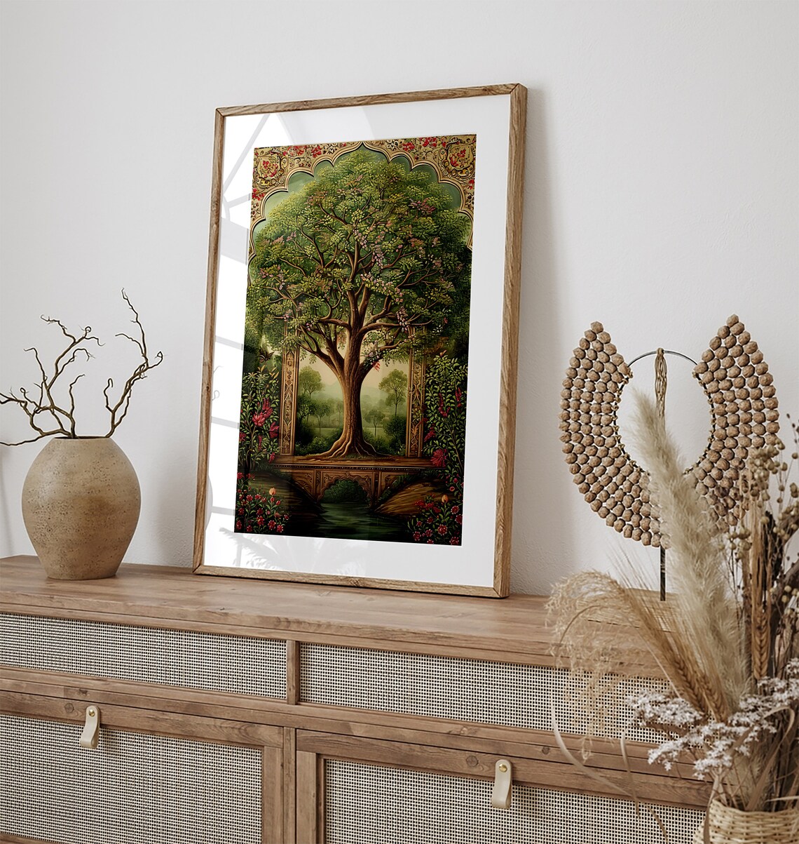 Indian Tree Of Life Lush Green Mughal Arch Garden Scene Poster - Image 3