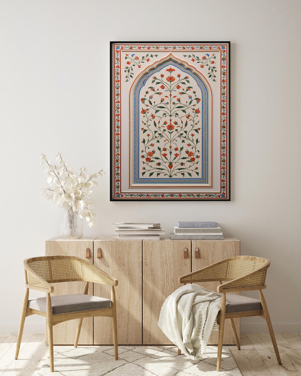 Vintage Islamic Inlay Work Floral Wall Art Print - Image 2