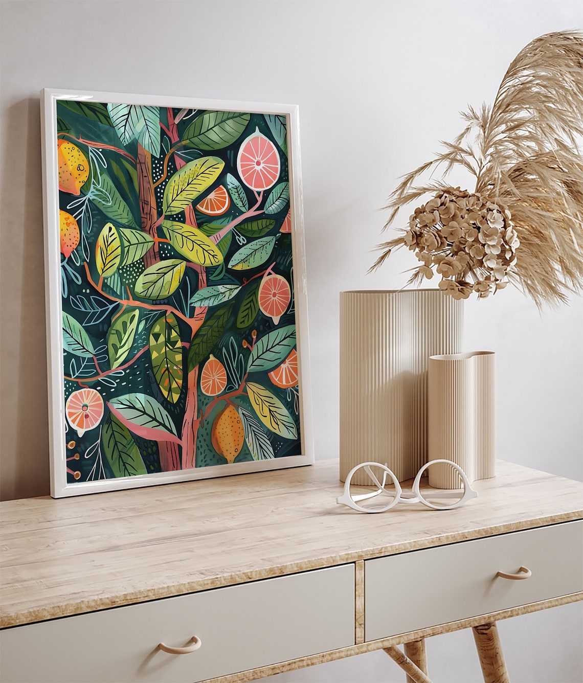 Citrus Tree Botanical Painting Lemons Oranges Kitchen Wall Art - Image 3