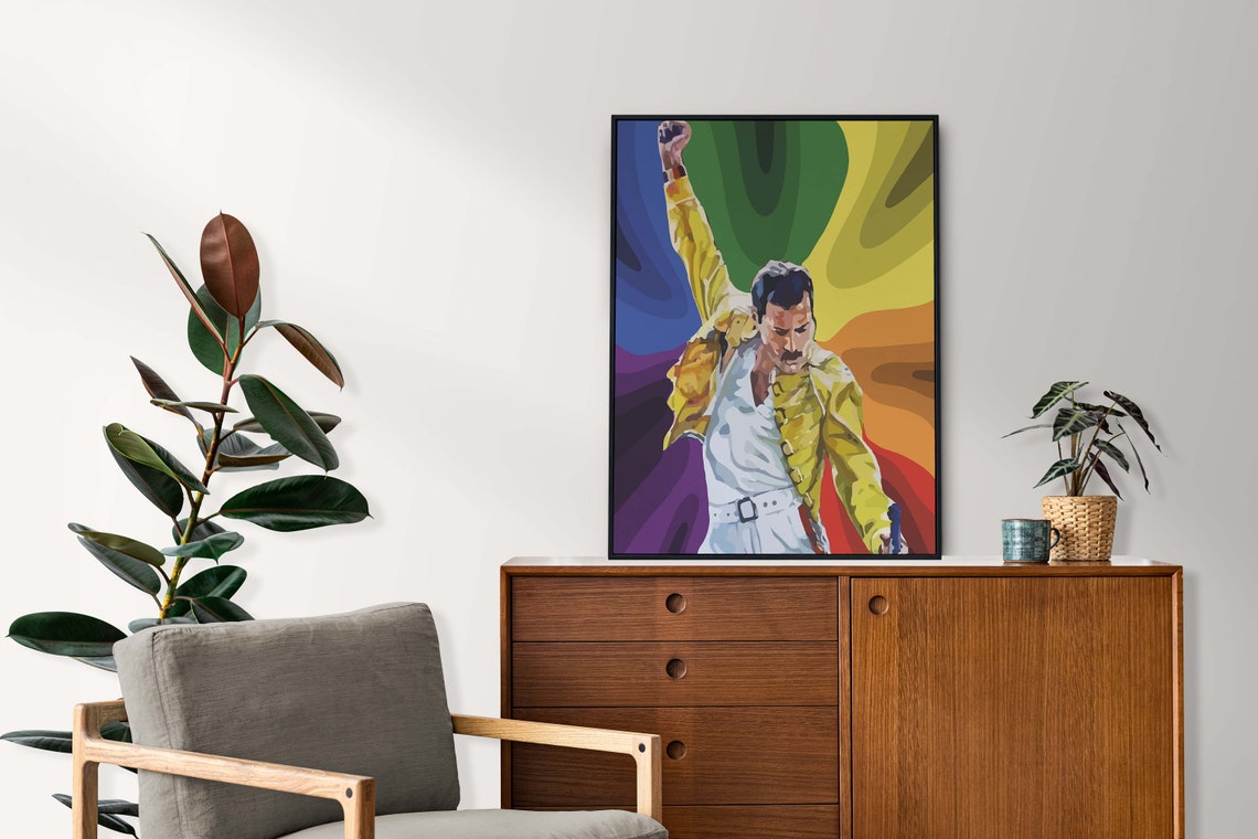 Freddie Mercury Queen Frontman Rainbow Pop Art Tribute Poster - Image 3