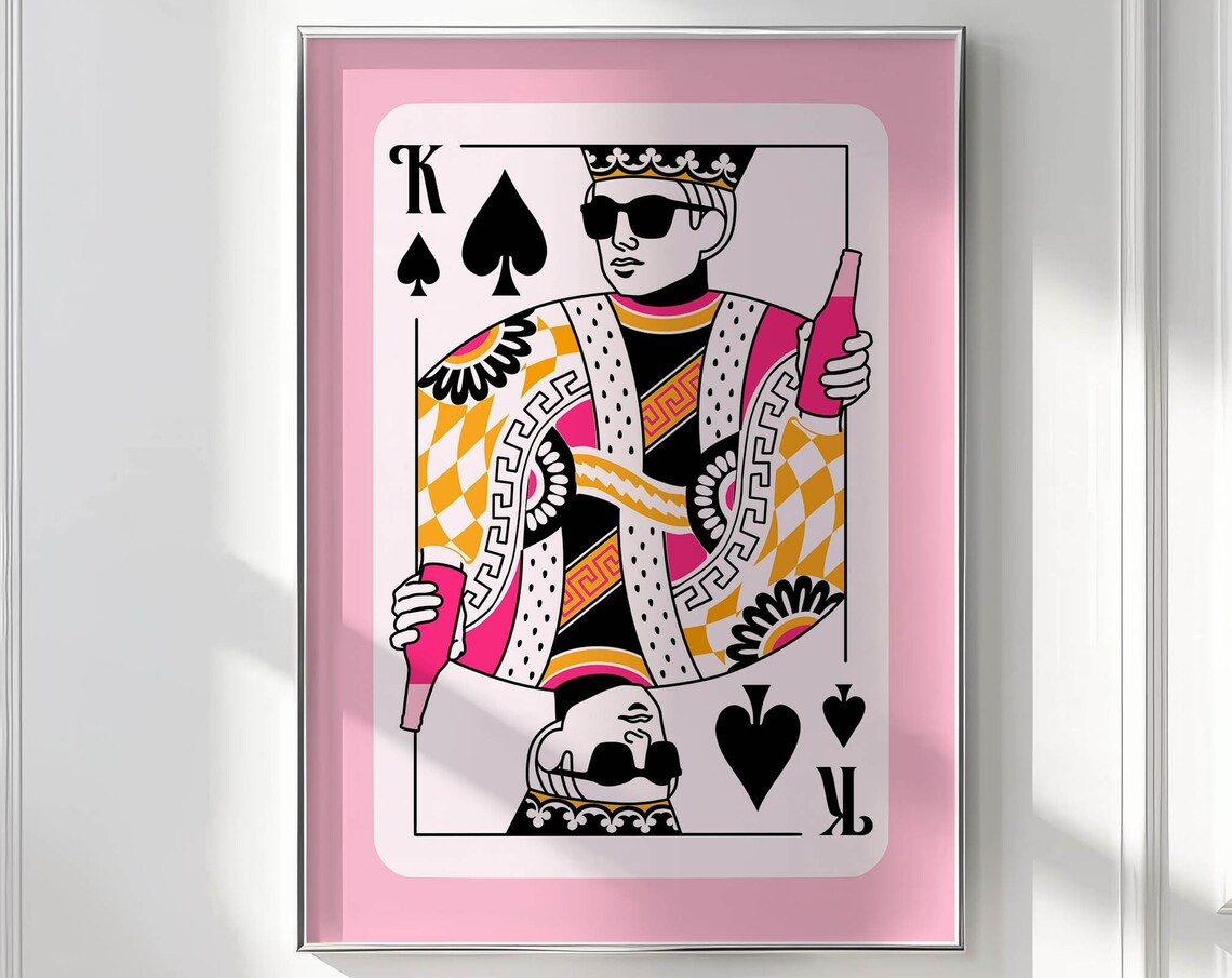 King Of Hearts Retro Bedroom Wall Art Print