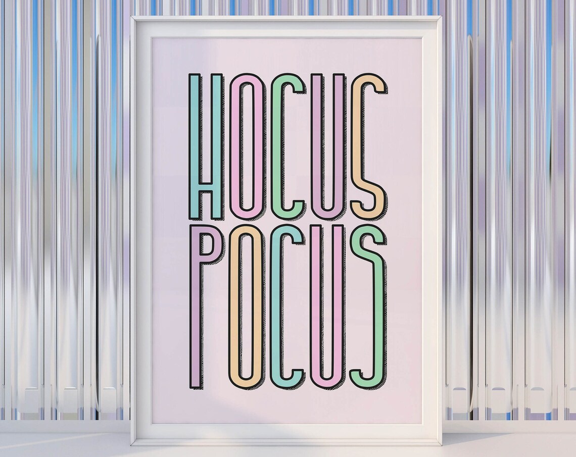Hocus Pocus Pastel Typography Lettering Halloween Decor Poster