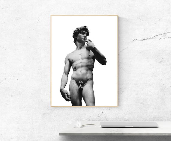 Michelangelo David Statue Sculpture Minimalist Black White Poster