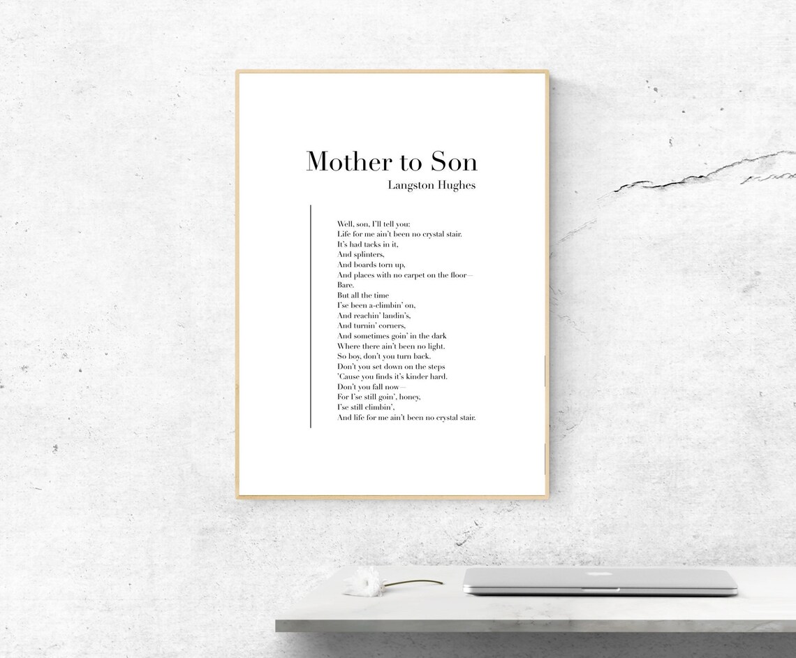 Mother To Son By Langston Hughes, Poetry Art Print