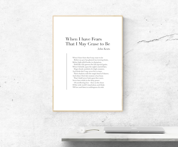 When I Have Fears John Keats Poem Typography Literature Poster