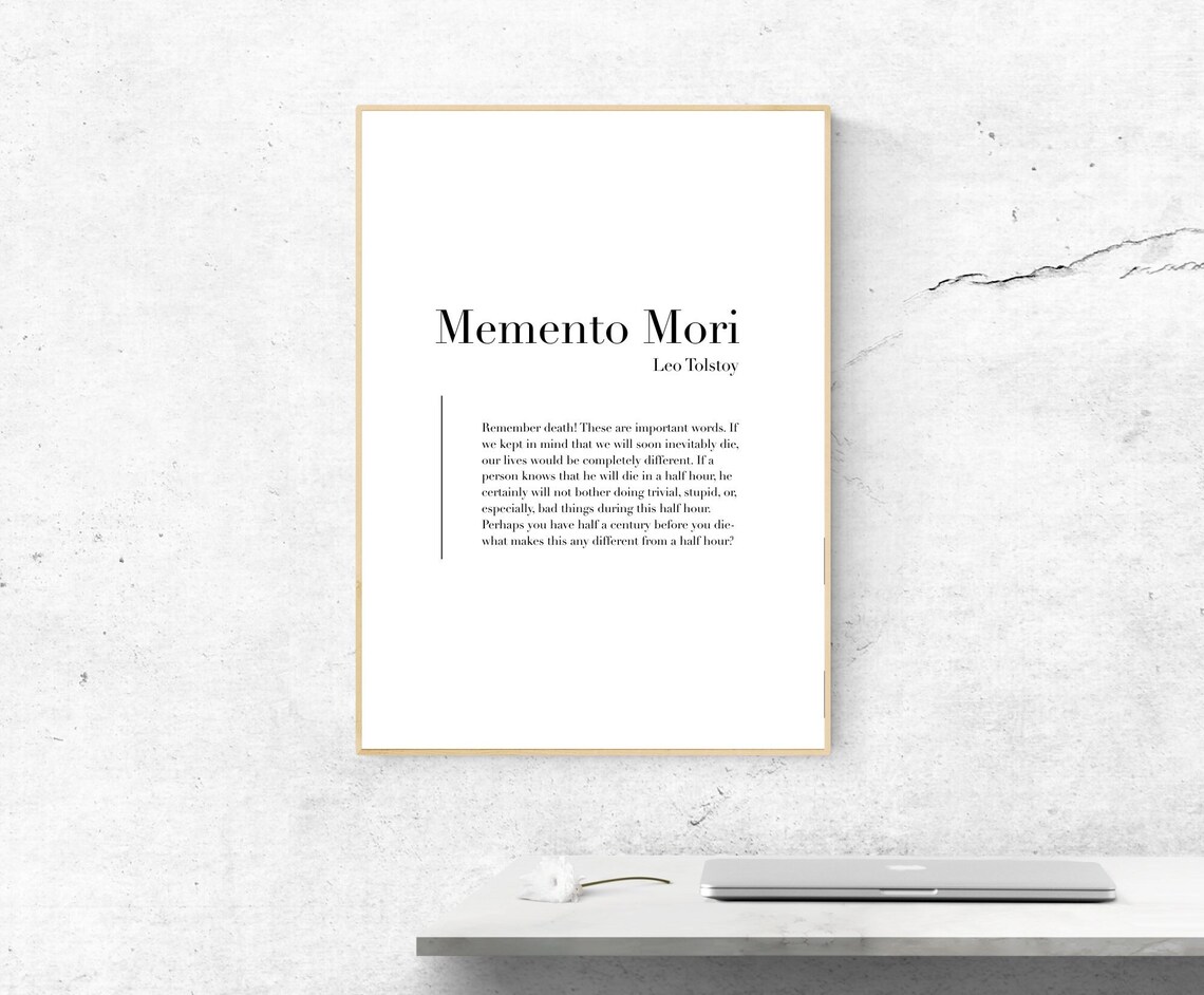 Memento Mori Leo Tolstoy Quote Minimalist Poetry Wall Poster