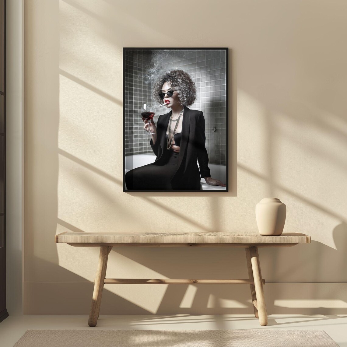 Girl On Toilet, Funny Retro Bathroom Art Print - Image 4