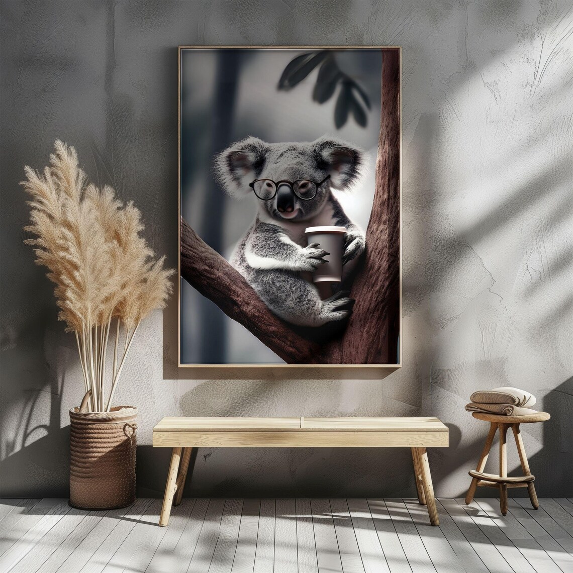 Koala Cute Animal Drinking Coffee, Vintage Poster - Image 5