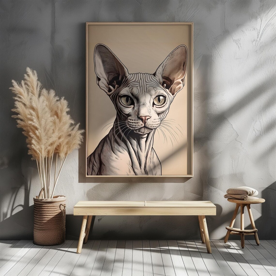Vintage Portrait Pop Art Sphynx Cat Art Print - Image 3
