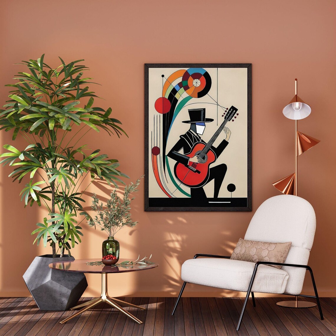 Cubist Guitarist, Colorful Abstract Music Poster - Image 2