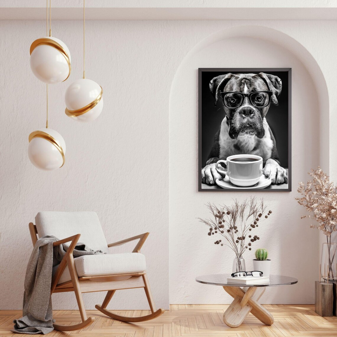 Boxer Dog Drinking Coffee, Funny Kitchen Art Print - Image 3