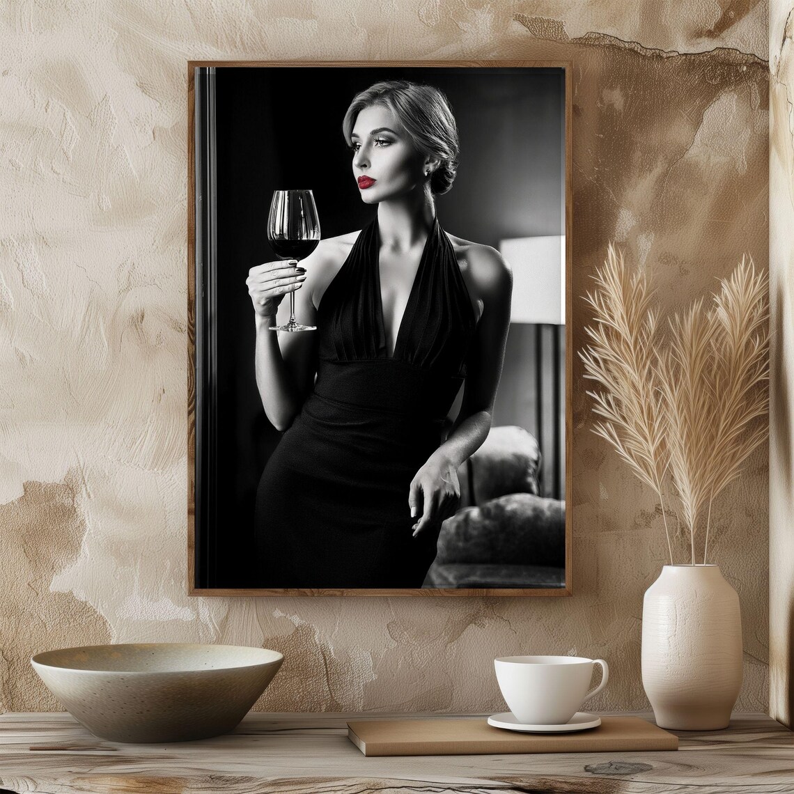 Woman Drinking Wine, Vintage Feminist Decor - Image 5