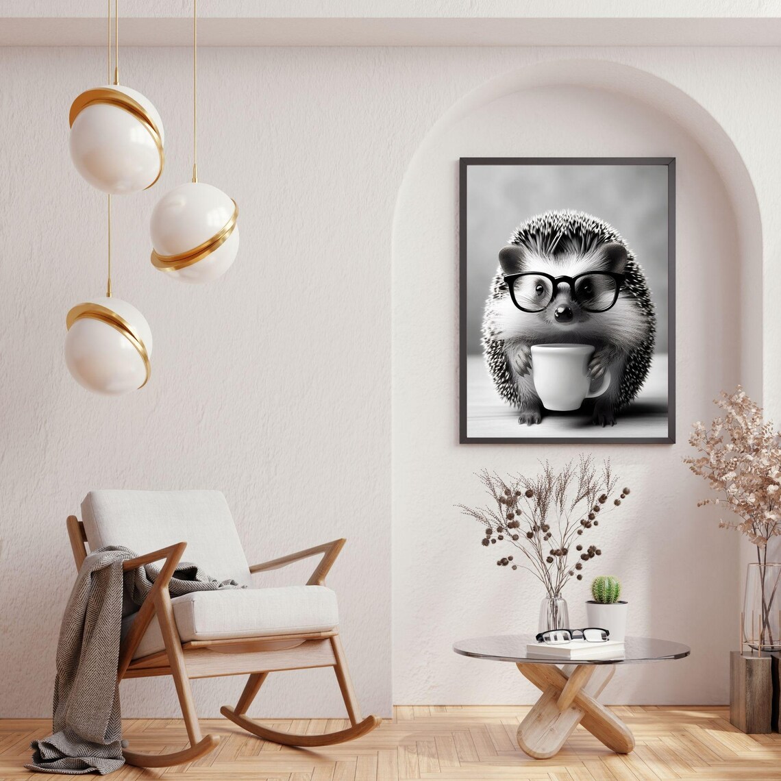 Hedgehog Cute Animal Drinking Coffee, Vintage Poster - Image 3