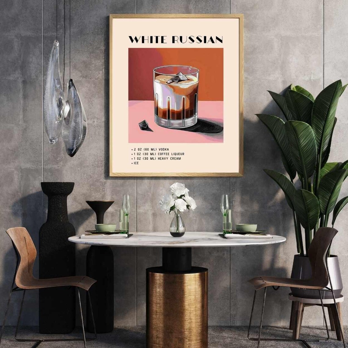 White Russian Cocktail, Minimalist Retro Art - Image 5